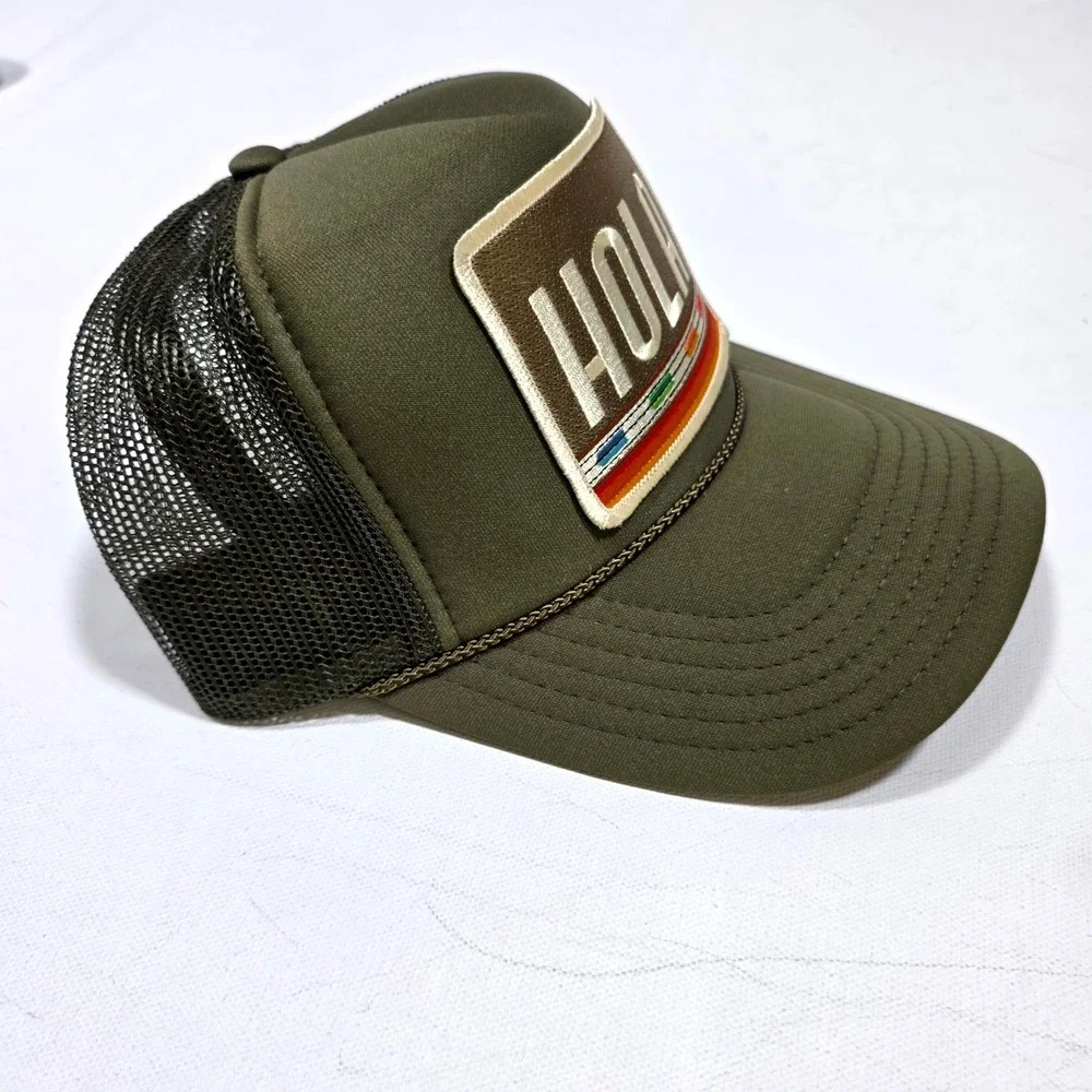 Port Sandz Trucker Hat Olive Green Hola Patch Mesh Snapback Retro Style Surfer
